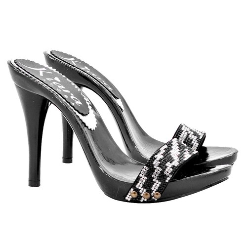 Zoccoli neri con - fascia, strass