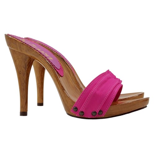 Zoccoli fucsia con tacco - con,
