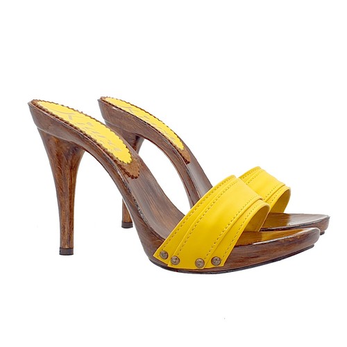 Zoccoli donna pelle gialli - zoccoli, in